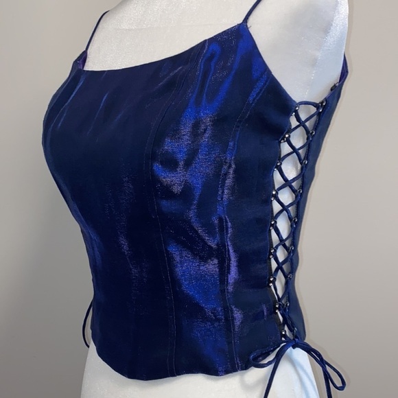 Vintage Dave & Johnny corset lace up shimmer top - Picture 1 of 9